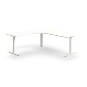Biurko QBUS, kształt L, 2000x2000 mm, rama T, biały, biały