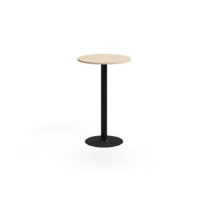 Stół barowy ALVA, Ø700x1100 mm, montaż do podłogi, laminat wysokociśnieniowy, czarny/brzoza