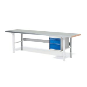 Stół roboczy z wyposażeniem SOLID, 3 szuflady, nośność 750 kg, 2500x800 mm, stal