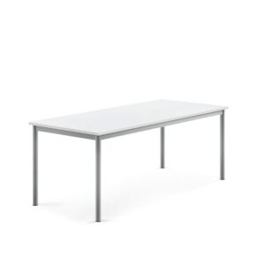 Stół BORÅS, 1600x700x600 mm, biały laminat, szary aluminium