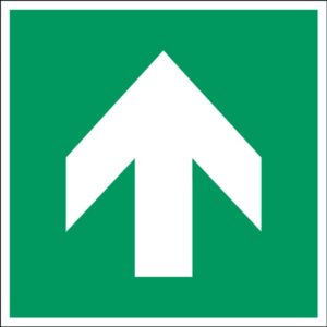 Oznaczenie: zielona strzałka 90°, samoprzylepny poliester, 100x100 mm