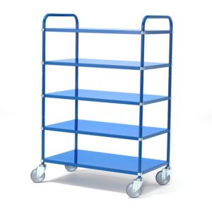 Wózek SHUTTLE, 5 półek, 250 kg, 950x550x1440 mm, niebieski