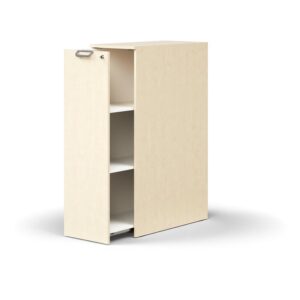 Zamykana szafka boczna QBUS, lewa z uchwytem, 1250x400x800 mm, brzoza