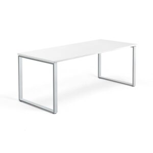 Biurko QBUS, rama O, 1800x800 mm, biały, srebrny