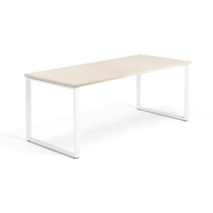 Biurko QBUS, rama O, 1800x800 mm, biały, brzoza