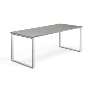 Biurko QBUS, rama O, 1800x800 mm, srebrna rama, jasnoszary