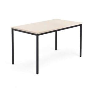 Biurko QBUS, rama 4 nogi, 1400x800 mm, czarny, brzoza