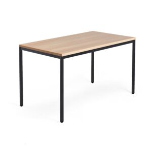 Biurko QBUS, rama 4 nogi, 1400x800 mm, czarny, dąb