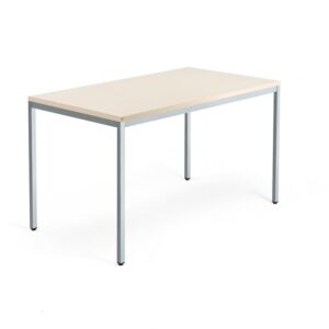 Biurko QBUS, rama 4 nogi, 1400x800 mm, srebrny, brzoza