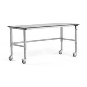 Mobilny stół z regulacją wysokości MOTION, ręczny, 150 kg, 2000x800 mm, szary