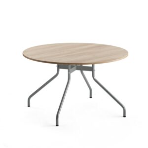 Stół AROUND, Ø1200 mm, dąb laminat, szary aluminium