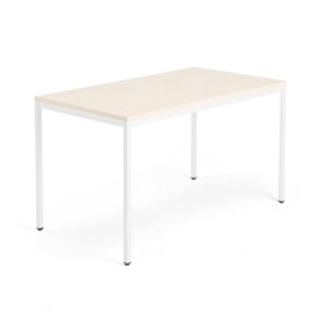 Biurko QBUS, rama 4 nogi, 1400x800 mm, biały, brzoza