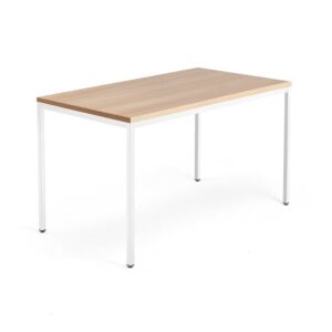 Biurko QBUS, rama 4 nogi, 1400x800 mm, biały, dąb