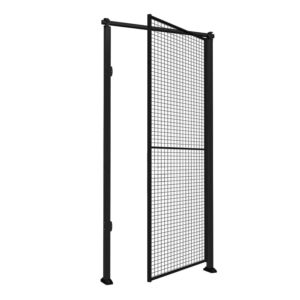 Drzwi X-STORE pojedyncze z siatki, ze słupkami i panelem, prawe, 2300x1000 mm, zamek cylindryczny