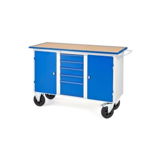 Mobilny stół narzędziowy FLEX, 2 szafki, 5 szuflad, 1435x590x900 mm