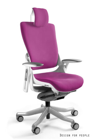 FOTEL BIUROWY WAU 2 - BIAŁY/TKANINA BL401 MAGENTA Unique