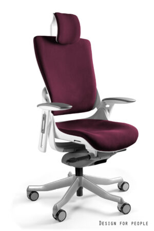 FOTEL BIUROWY WAU 2 - BIAŁY/TKANINA BL403 BURGUNDY Unique