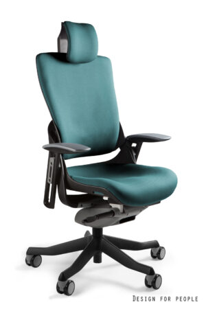 FOTEL BIUROWY WAU 2 - CZARNY/TKANINA BL413 TEALBLUE Unique
