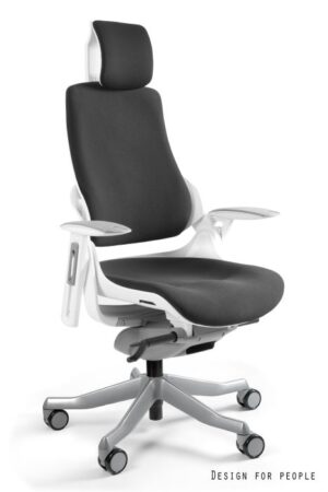 FOTEL BIUROWY WAU - BIAŁY/TKANINA BL418 BLACK Unique
