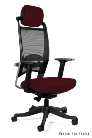 FOTEL BIUROWY FULKRUM - CZARNA SIATKA/TKANINA BL403 BURGUNDY Unique