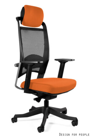 FOTEL BIUROWY FULKRUM - CZARNA SIATKA/TKANINA BL405 MANDARIN Unique