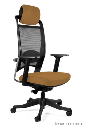 FOTEL BIUROWY FULKRUM - CZARNA SIATKA/TKANINA BL408 KHAKI Unique