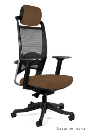 FOTEL BIUROWY FULKRUM - CZARNA SIATKA/TKANINA BL409 TAUPE Unique