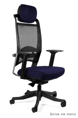 FOTEL BIUROWY FULKRUM - CZARNA SIATKA/TKANINA BL412 NAVYBLUE Unique