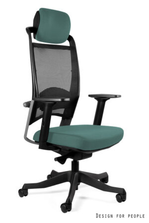 FOTEL BIUROWY FULKRUM - CZARNA SIATKA/TKANINA BL413 TEALBLUE Unique