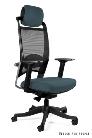FOTEL BIUROWY FULKRUM - CZARNA SIATKA/TKANINA BL414 STEELBLUE Unique