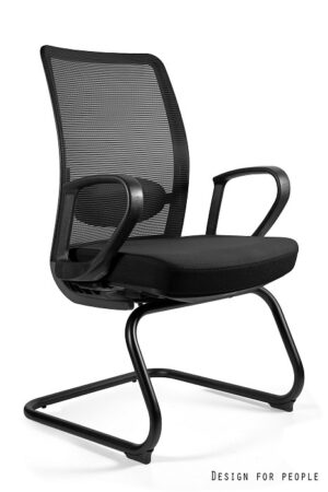 FOTEL BIUROWY ANGGUN SKID - CZARNA SIATKA/TKANINA BL418 BLACK Unique