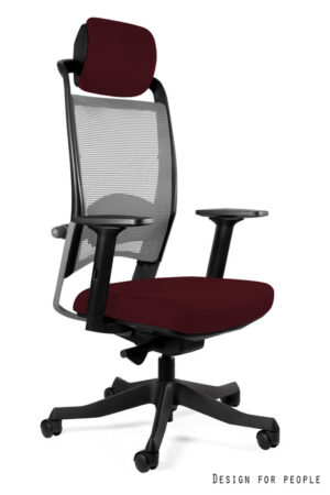 FOTEL BIUROWY FULKRUM - SZARA SIATKA/TKANINA BL403 BURGUNDY Unique