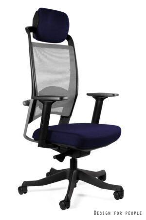 FOTEL BIUROWY FULKRUM - SZARA SIATKA/TKANINA BL412 NAVYBLUE Unique