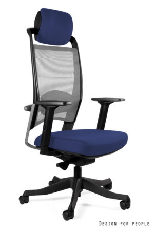 FOTEL BIUROWY FULKRUM - SZARA SIATKA/TKANINA BL415 ROYALBLUE Unique