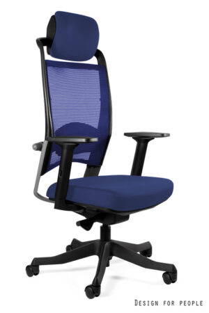 FOTEL BIUROWY FULKRUM - NIEBIESKA SIATKA/TKANINA BL415 ROYALBLUE Unique