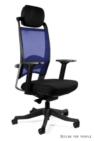 FOTEL BIUROWY FULKRUM - NIEBIESKA SIATKA/TKANINA BL418 BLACK Unique