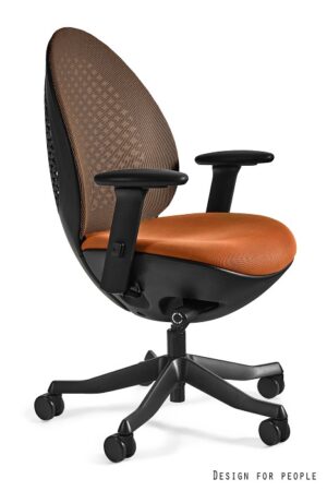 FOTEL BIUROWY OVO - CZARNY, SIATKA NW45 MANDARIN/TKANINA BL405 MANDARIN Unique