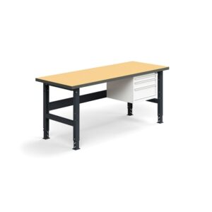 Stół roboczy TRUST z 3 szufladami, 2000x760 mm, nośność 300 kg, płyta pilśniowa