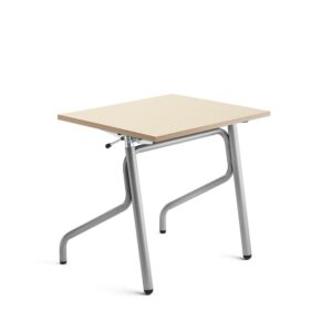 Ławka szkolna z regulacją wysokości ADJUST, 700x600 mm, HPL z redukcją hałasu, brzoza, srebrny