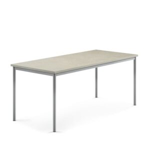 Stół SONITUS, 1800x800x720 mm, jasnoszare linoleum, szary aluminium