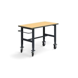 Mobilny stół roboczy TRUST, 1500x760 mm, nośność 200 kg, płyta pilśniowa
