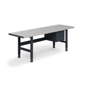 Stół warsztatowy TRUST z 3 szufladami, 2500x760 mm, nośność 600 kg, stal