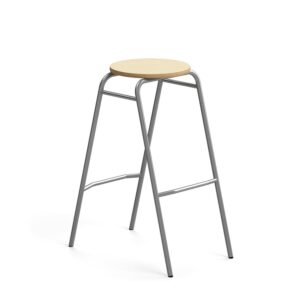 Stołek barowy ALTUS, W 790 mm, srebrny/brzoza
