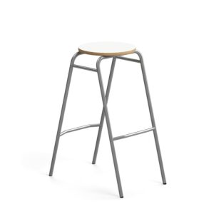Stołek barowy ALTUS, W 790 mm, srebrny/biały