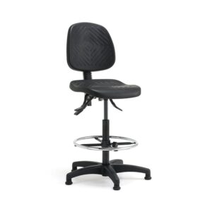 Ergonomiczne krzesło warsztatowe BRISBANE, na ślizgaczach 560-810 mm, czarny