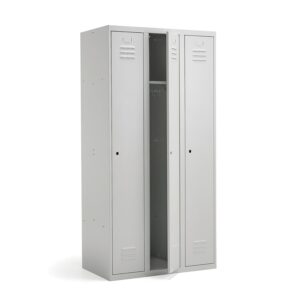 Szafa do szatni CAMPUS, 3 moduły, 3 drzwi, 1800x900x500 mm, jasnoszary