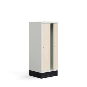 Szafka do szatni ROZ, 2 moduły, 2 drzwi, z podstawą, 1510x600x550 mm, brzoza