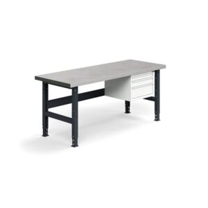 Stół warsztatowy TRUST z 3 szufladami, 2000x760 mm, nośność 600 kg, stal