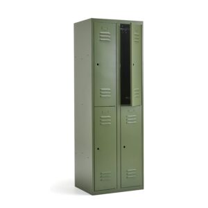 Szafa do szatni CAMPUS, 2 moduły, 4 drzwi, 1800x600x500 mm, oliwkowy
