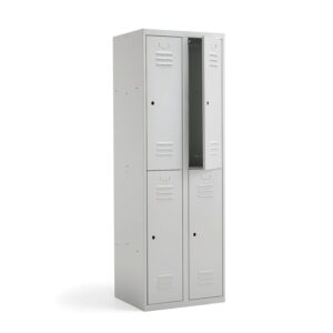 Szafa do szatni CAMPUS, 2 moduły, 4 drzwi, 1800x600x50 mm, jasnoszary